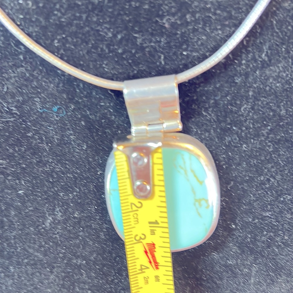 Large Turquoise & Sterling Silver Pendant - Picture 5 of 9
